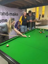 Pool table in use