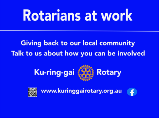 Rotarians at work sign